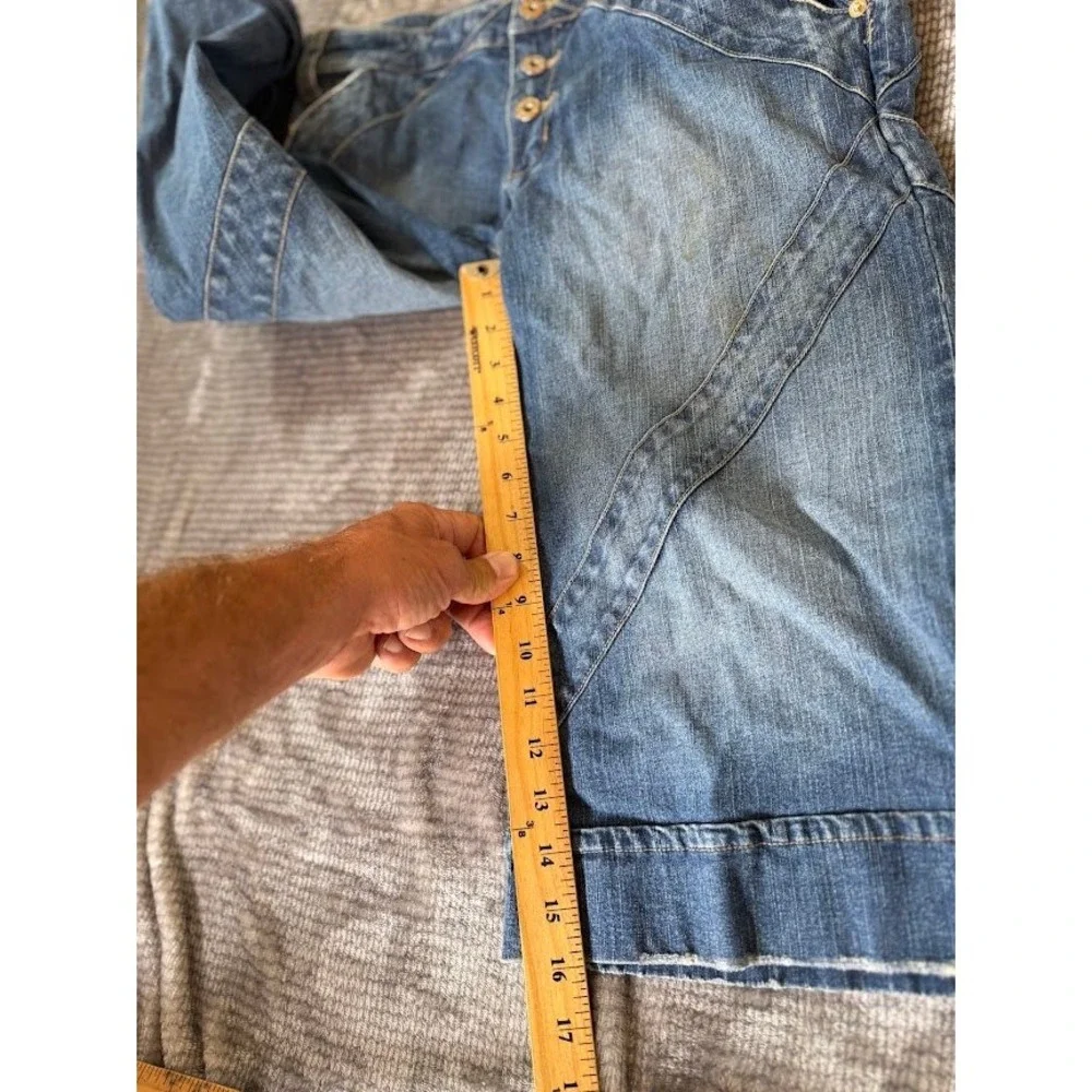 Baby Phat Vintage Y2K Denim Long Shorts Medium Wash Embroidered Cat Logo 32X16.